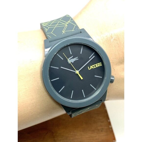 Lacoste Men's Watch 2010958 Quartz Yellow Gray Dial Rubber Band 42mm - Picture 10 of 13